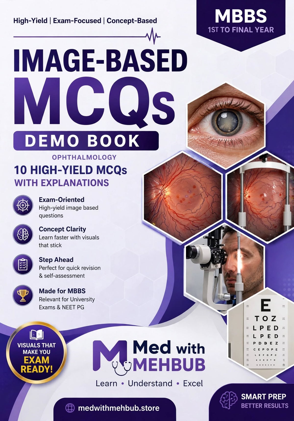 IMAGE-BASED MCQs DEMO BOOK - Ophthalmology | 10 High-Yield MCQs with Explanations | Eye Images, Fundus, Slit Lamp | MBBS 1st to Final Year
